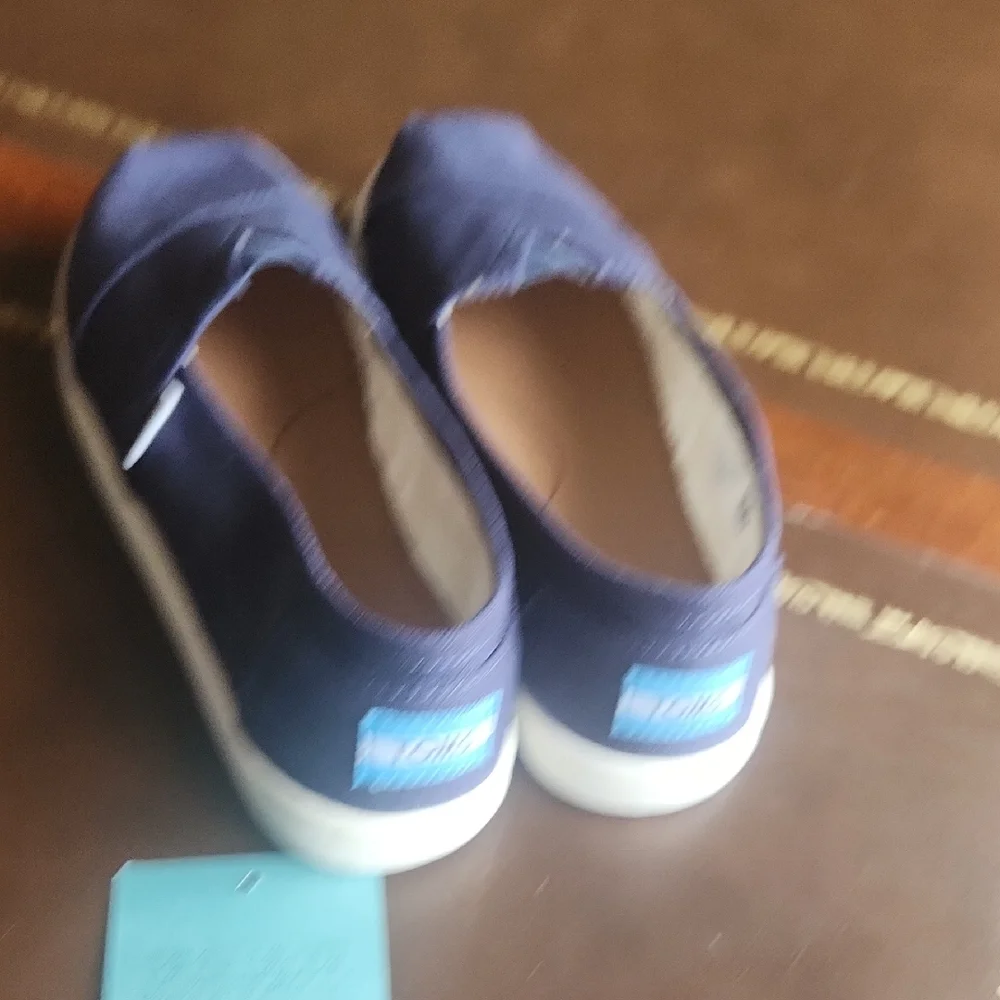 TOMS Women's Canvas Slip-On Moccasins — Navy Blue